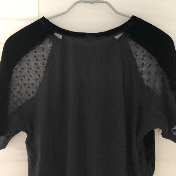 Maje Velvet and Mesh Dot Short Sleeve Top - Picture 6 of 6